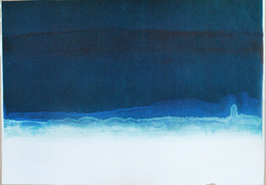 monotype print by bill chambers above the clouds